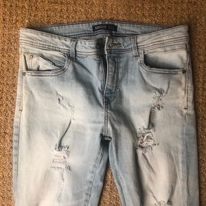 Zara Light Blue Jeans Size Fringe Bottom US10